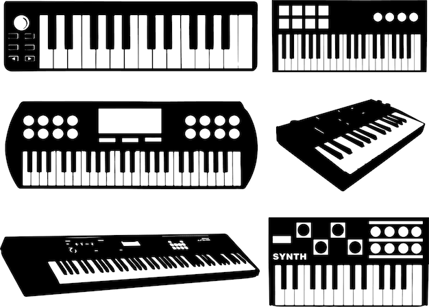 Musik-keyboards-silhouette-vektorgrafikpaket