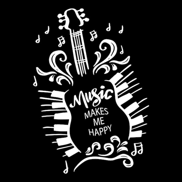 Musik macht mich glücklich schriftzug. postermusikzitat. PremiumVektor