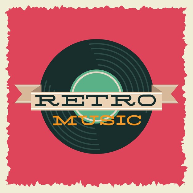 Vektor musik retro-stil mit vinylscheibe vektor-illustration design