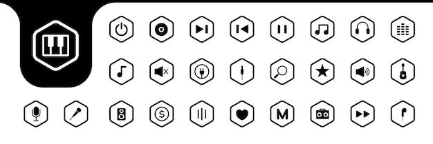 Musik-taste flaches icon-set-design-vektor