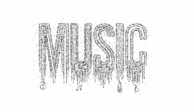 Musik-typografie-partikel-design-ikone, vektorillustration