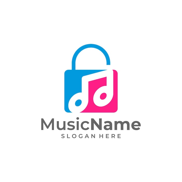 Musik-vorhängeschloss-logo-vektor-symbol-illustration vorhängeschloss-musik-logo-design-vorlage
