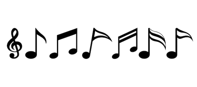 Musikalische Notationssymbole Dreifachschlüssel Viertelnoten und Achtel- und Sechzehntelnoten