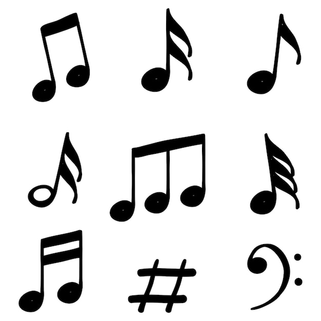 Musikalische Noten-Design-Element im Doodle-Stil