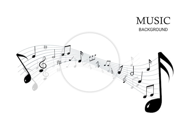 Musikalische Noten, die entlang der Linien einer Musikpartitur fließen