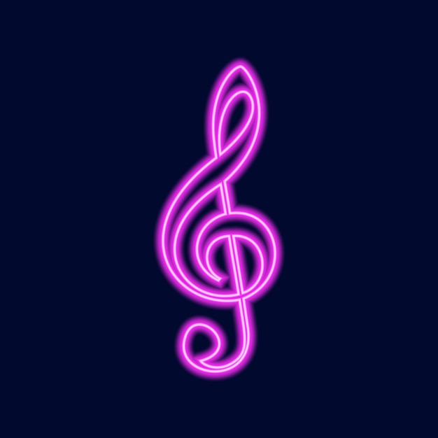 Musikalische Zeichen Neon-Vektor-Icons setzen musikalischen Notenschlüssel nach unten schlagen sforzando forte klavierzeichen vektor-illust...
