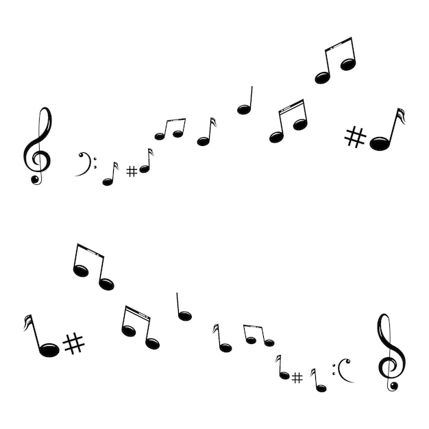 Musikalisches gestaltungselementmusiknotensymbolevektorillustration