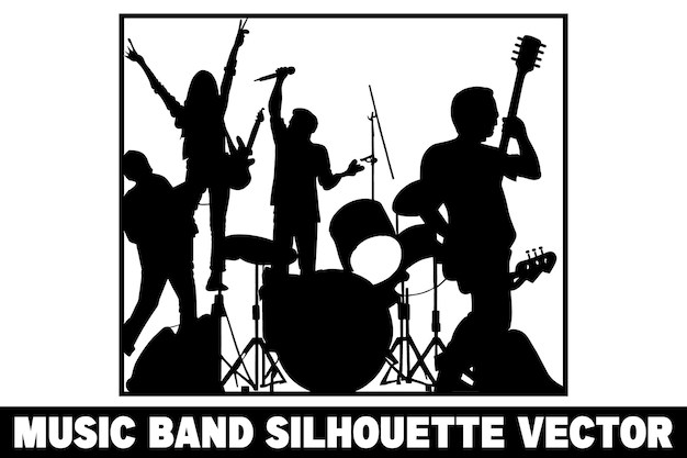 Vektor musikband-gruppen-silhouetten-vektor band-silhouette band-silhouettenkunst musiker-silhouetten-vektor