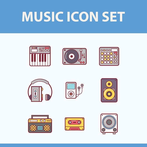 Musikelemente icons set