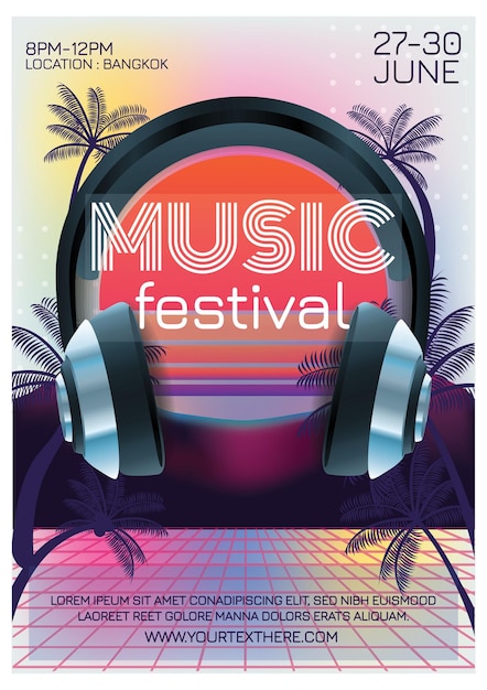 Vektor musikfestivalplakat für nachtparty