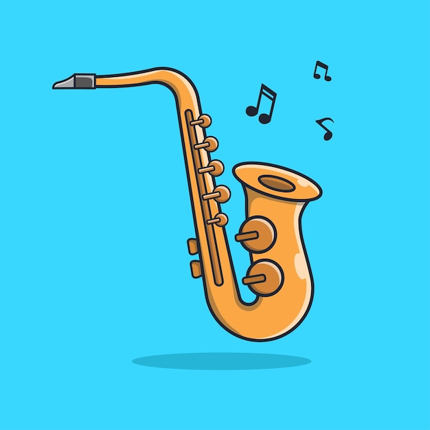 Musikinstrument saxophon-illustration, vektor, flache ikone, flaches design