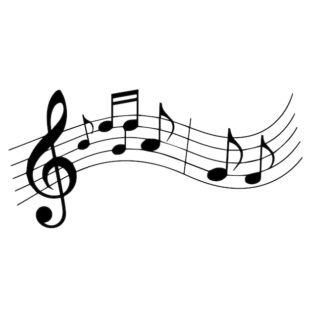 Musiknote mit Wellenblattlinien Silhouette von Vektor auf weißem Hintergrund