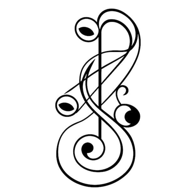 Vektor musiknoten eines musikalischen treble-schlüssels