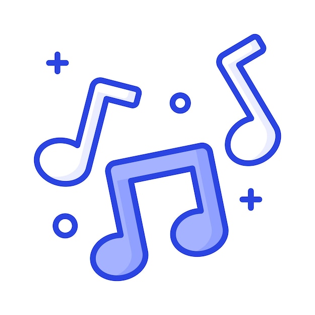 Musiknoten, Melodie oder Melodie, flaches Vektor-Symbol für musikalische Apps und Websites, trendiges Design