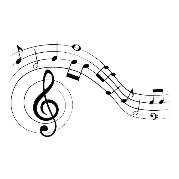 Musiknoten mit Wirbelvektorillustration