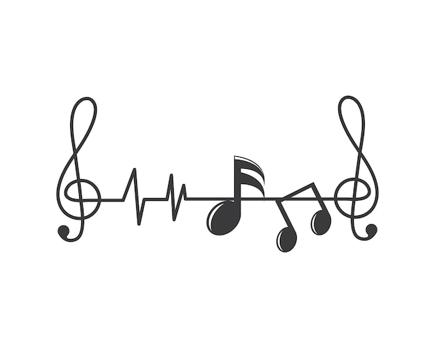 Musiknoten-puls-lineequaizer und soundeffekt-ilustration-logo-vektorsymbol