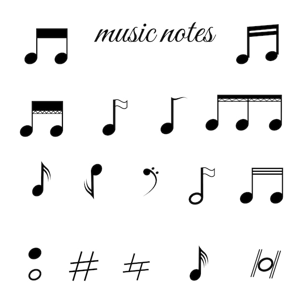 Musiknoten-Symbol und -Symbol Set Vektor-Illustration