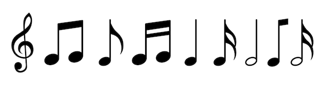 Musiknoten-Symbolen-Satz Musikschlüssel-Symbole Musikschlüsselsymbol-Vektor-Illustration