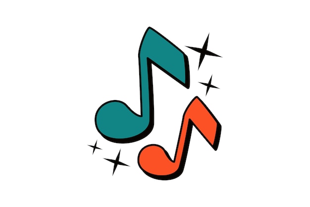 Musiknotiz Retro-Aufkleber-Design