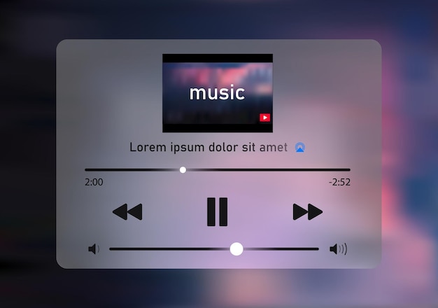 Vektor musikplayer, musikplayer-vorlage, musikplayer-app-design, bildschirmvektorillustration