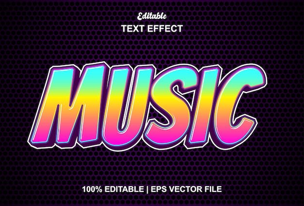 Musiktexteffekt mit violettem Grafikstil und bearbeitbar