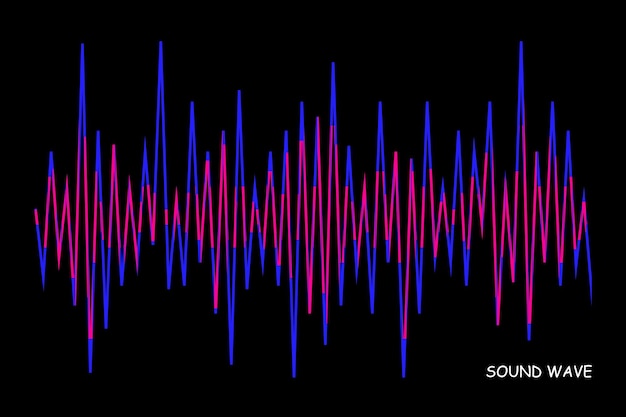 Vektor musikwellenlinien auf schwarzem hintergrund buntes logo der grunge-musik vektor-audiotechnologiekonzept pulse-player-equalizer-element