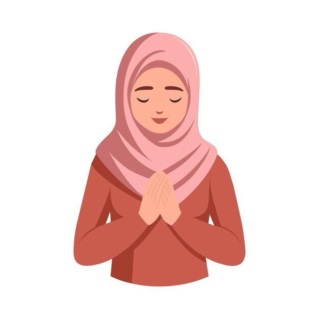 Muslimin im Hijab betet Vektor Illustration isoliert auf weißem Hintergrund