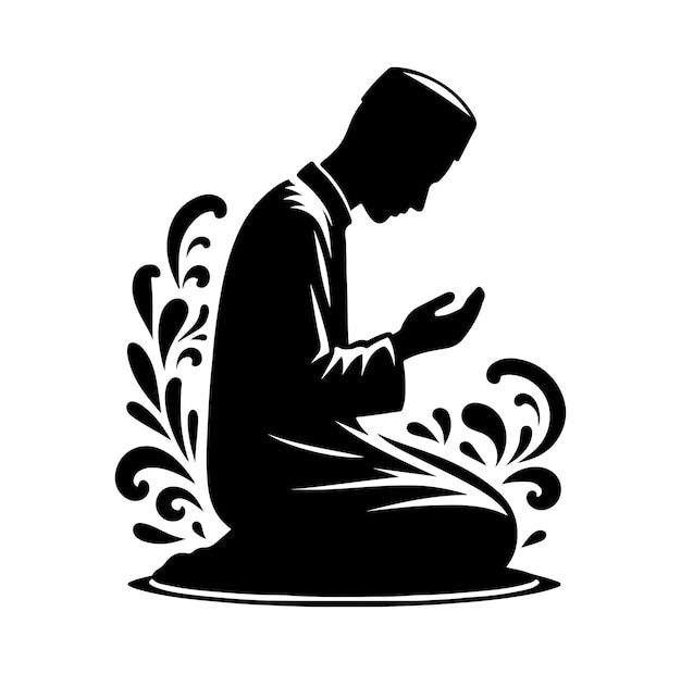 Vektor muslimische beten-silhouette beten-symbol-vektor-illustration