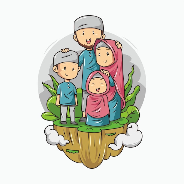 Muslimische Familienkarikatur