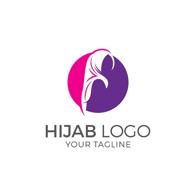 Muslimische frau in hijab-logo-design-vektorillustration