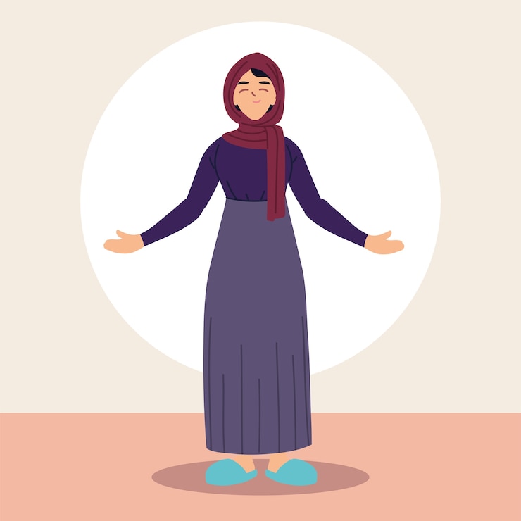 Vektor muslimische frau in traditioneller kleidung.