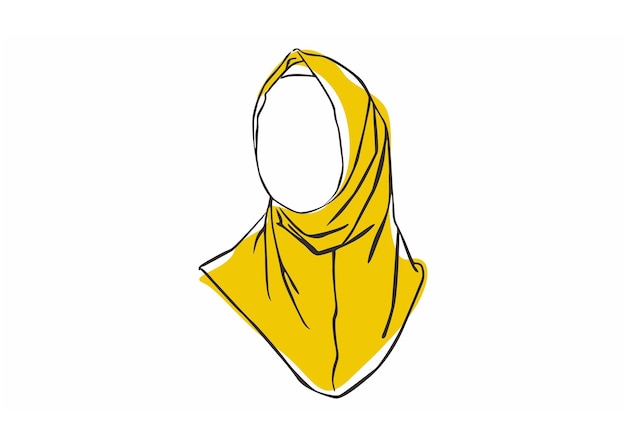 Muslimische frauen-hijab-mode-stil mit line-art-stil