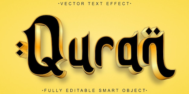 Muslimische islamische Quran-Vektor voll redigierbare Smart-Objekt-Text-Effekt