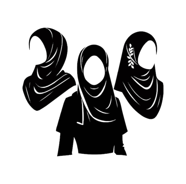 Vektor muslimische mädchen hijab vektor illustration silhouette