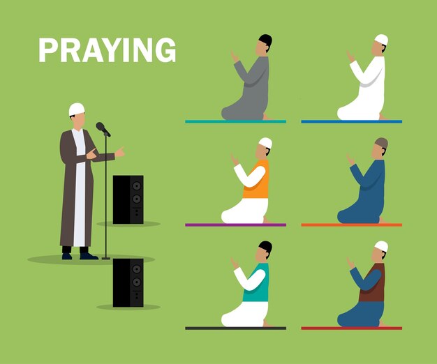 Vektor muslimischer imam hält freitagsrede in der moschee