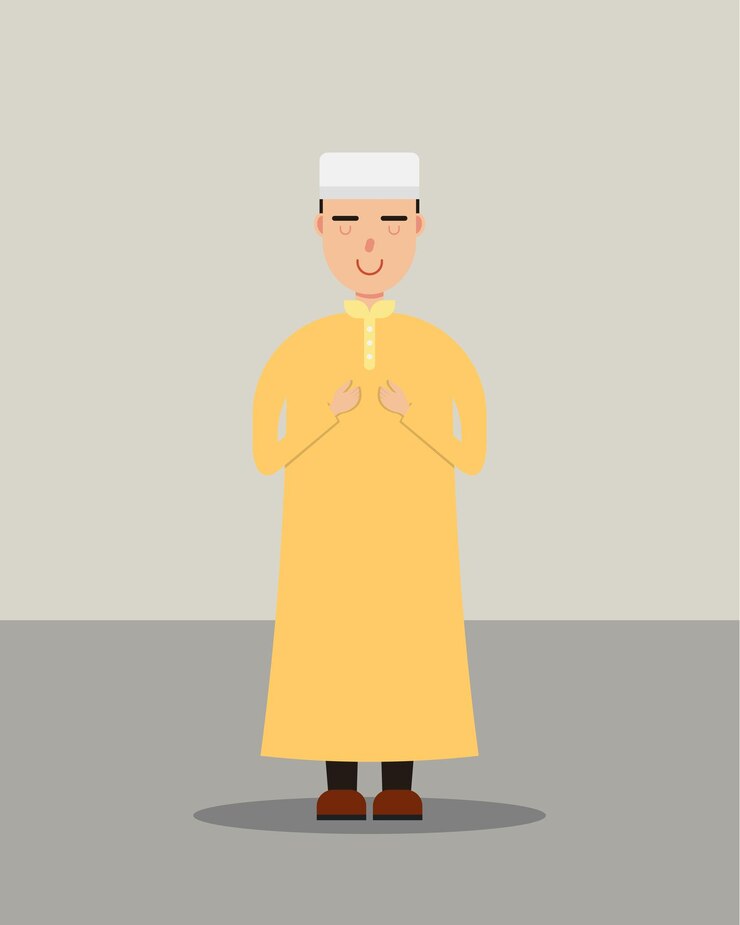 Vektor muslimisches gebet islamischer mann steht und betet vektor design illustration