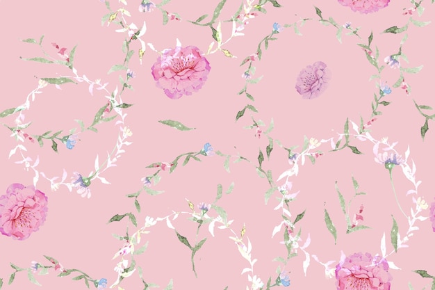 Muster aus Rosen und blühenden Blumen mit Aquarell für Stoff und TapeteBotanischer Hintergrund