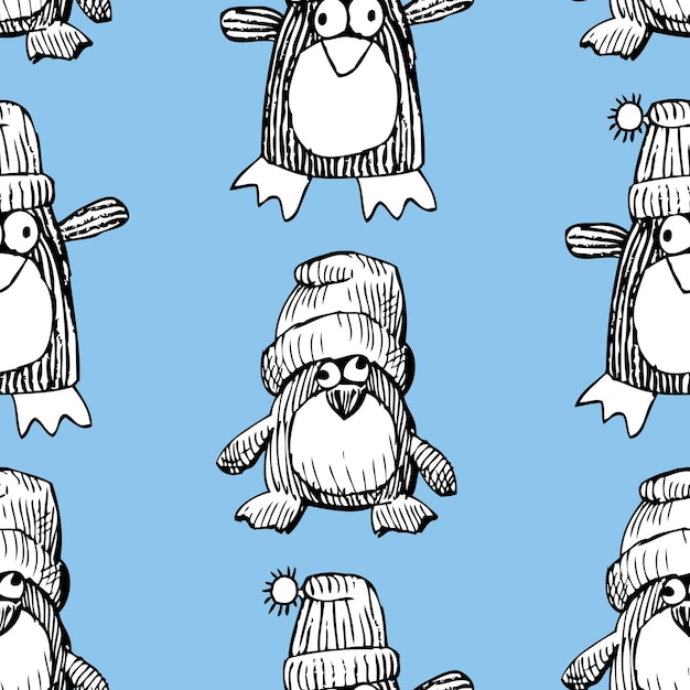 Muster der lustigen cartoon-pinguine