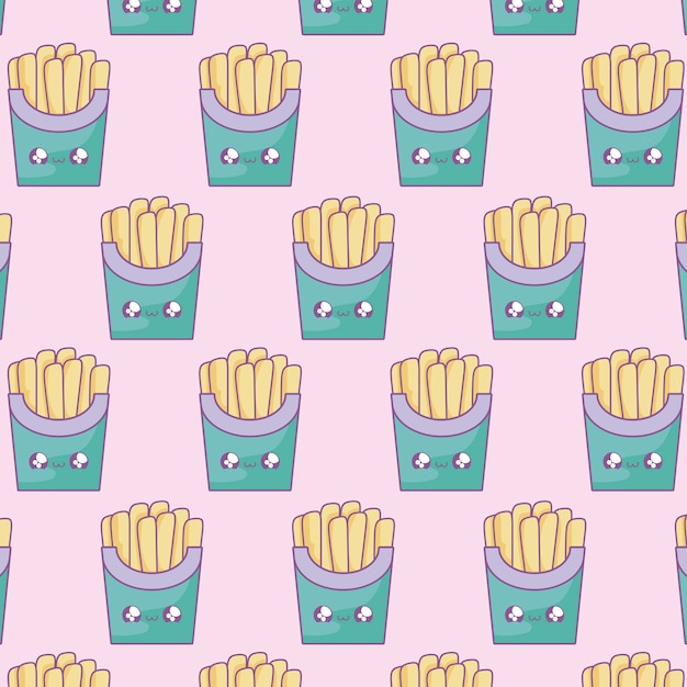 Muster der neuen pommes-frites kawaii art