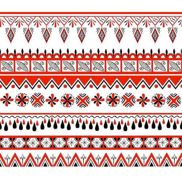 Muster ethnische Motive geometrischen nahtlosen Hintergrund. geometrische formen sprites stammesmotive kleidungsstoff textildruck traditionelles design mit dreiecken. Vektor-Illustration