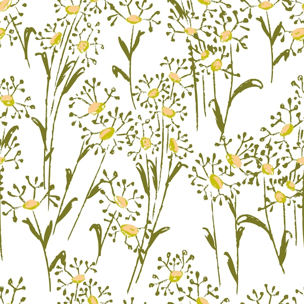 Muster gezeichneter wildblumen