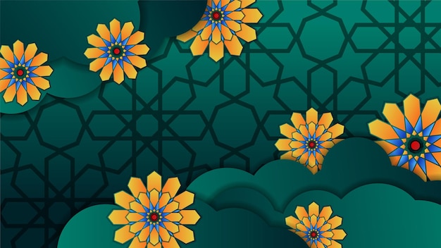 Muster Mandala arabischer grüner islamischer Designhintergrund