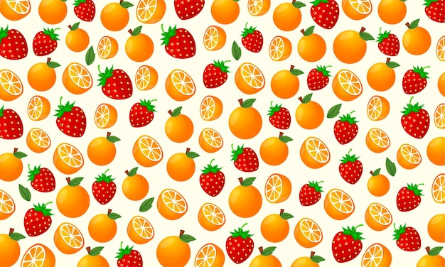 Muster obst orange und erdbeere hintergrund design mit fruchtmustern