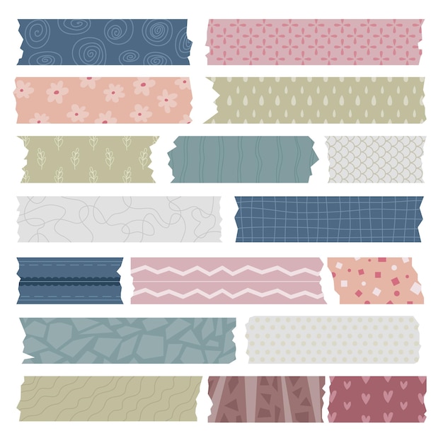 Vektor muster vintage washi tape zerrissenes papier mit zerrissener bunter clipart