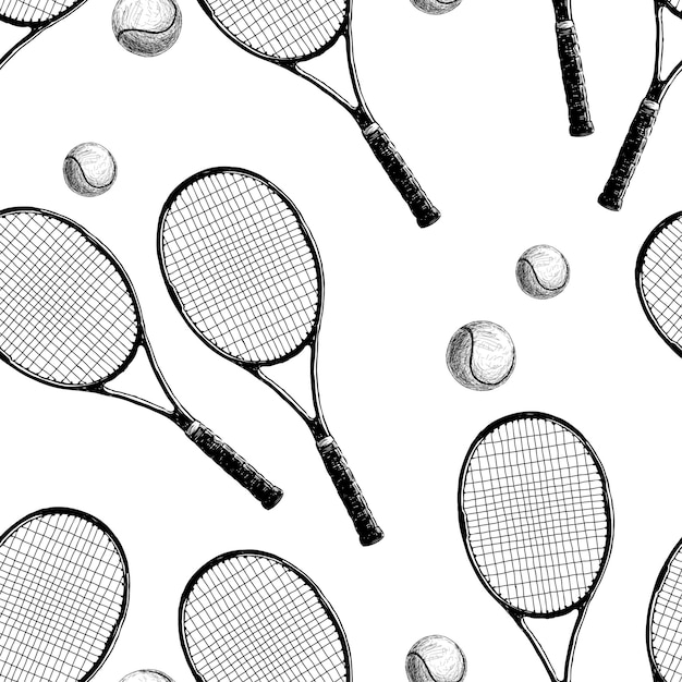 Vektor muster von tennisschlägern mit bällen