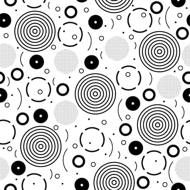 Musterhintergrund Geometrischer Vektor abstraktes nahtloses Design Mode moderne Textur Retro 80er 90er Grafik Einfache schwarz-weiße Stil Hipster-Tapete mit Linienform Geometrischer Musterhintergrund