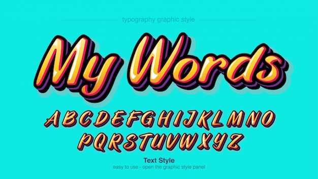 Mutige gelbe handgeschriebene Graffiti-Typografie-Art