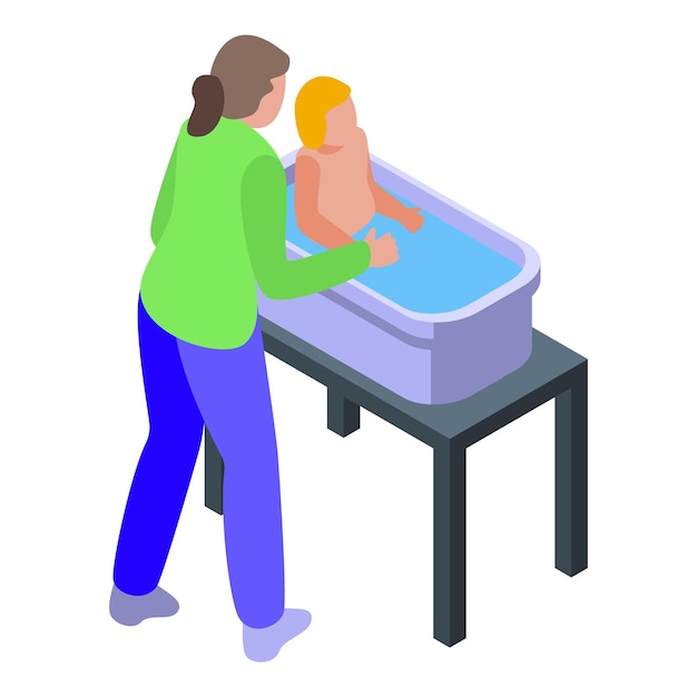 Mutter badet ihr Baby in der Wanne