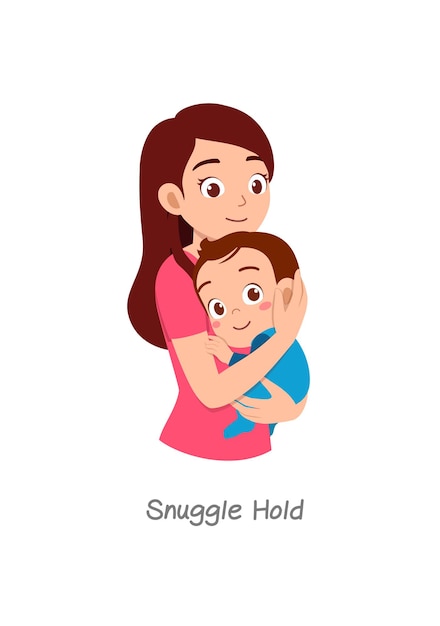 Mutter hält baby mit pose namens snuggle hold