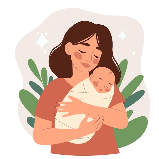 Mutter hält ihr schlafendes Baby